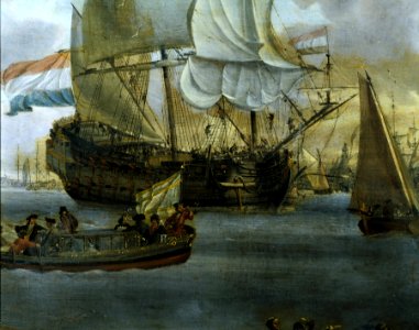 Ships on the River IJ in front of the Tollhouse near Amsterdam RMG F8707-008