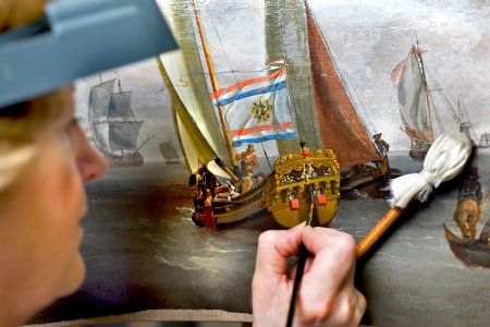 Ships on the River IJ in front of the Tollhouse near Amsterdam RMG F8759-002