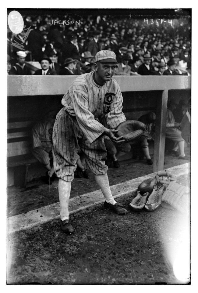 Shoeless Joe Jackson, posing as catcher, Chicago AL (baseball) LCCN2014705575