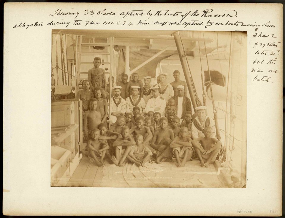 Showing 33 slaves captured by the boats of the 'Racoon' RMG E9086