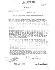 Shuttle Pricing for Foreign and Commercial Users - NARA - 198301