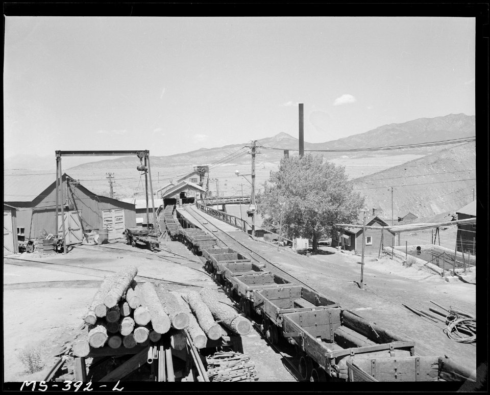 Shuttle cars and tipple of mine. Colorado Fuel & Iron Corporation, Kebler ^2 Mine, Tioga, Huerfano County, Colorado. - NARA - 540389
