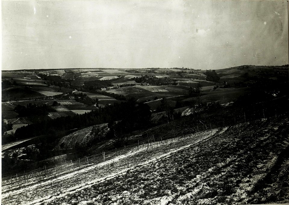 Sicht vom Schützengraben des 14. Infanterieregiments, Maschinengewehrabteilung II, rechtes Gewehr. (BildID 15592701)