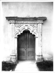 Side door at Mission San Carlos Borromeo, Monterey, ca.1906 (CHS-4112)