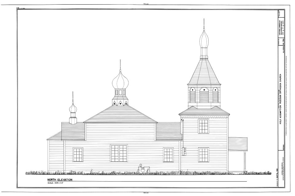 Side drawing Holy Assumption Russian Orthodox Church Kenai (Alaska)