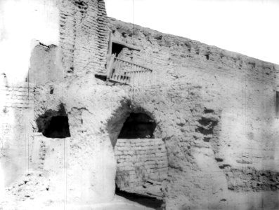 Side view of the church at the pueblo of Isleta, New Mexico, ca.1898 (CHS-3919)