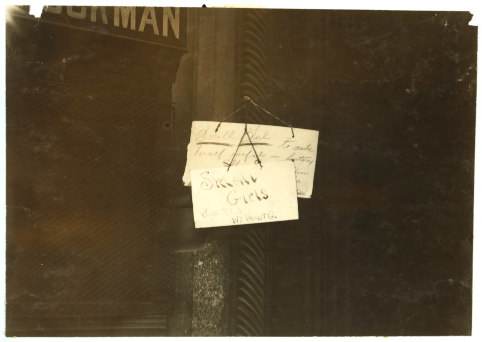 Sign on 22(nd) St. factory entrance. LOC nclc.04996