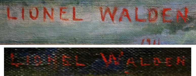 Signature of American painter Lionel Walden, c. 1920