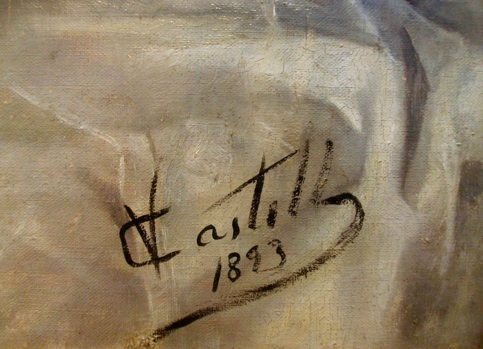 Signatura de Vicent Castell Doménec (1873-1934) al quadre Nu artístic, Museu de Belles Arts de Castelló