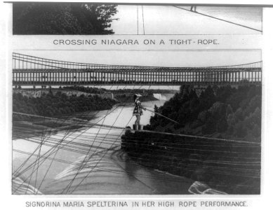 Signorina Maria Spelterina in her high rope performance (over Niagara Falls) LCCN2002710176
