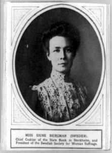 Signe Bergman, President of the Swedish Society for Woman Suffrage, head-and-shoulders portrait, facing right LCCN96510813
