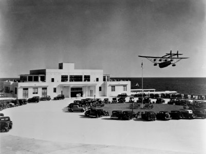 Sikorsky S-40 approaching Miami Pan Am Terminal c1934