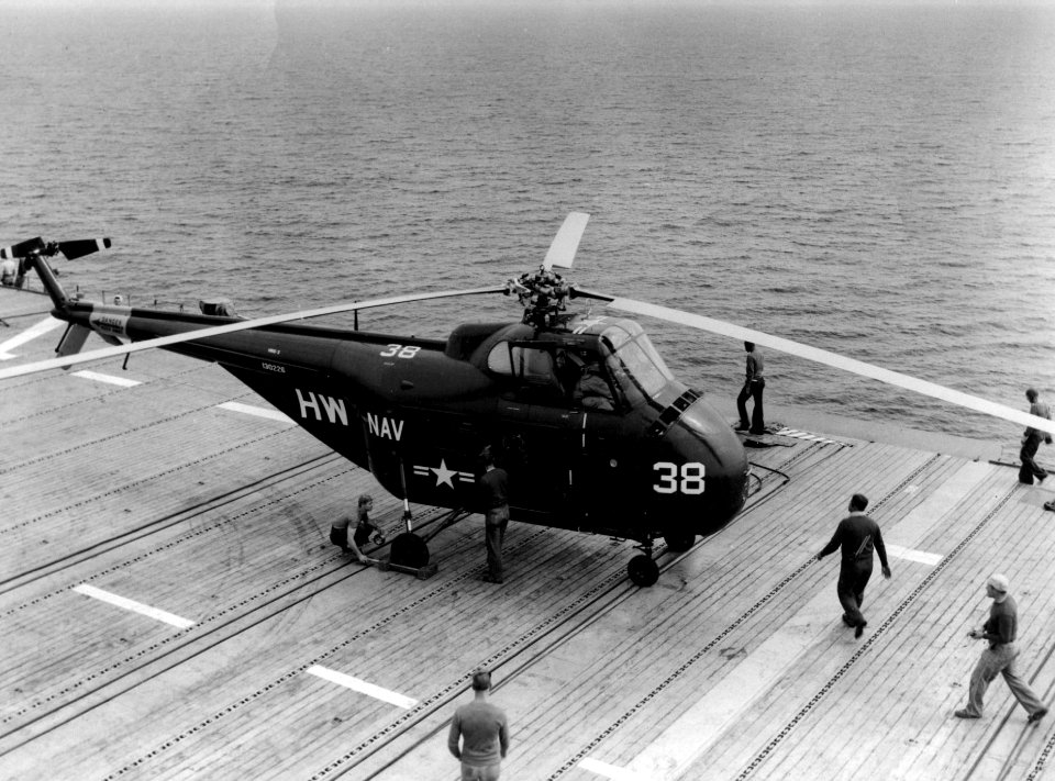 Sikorsky HRS-3 on aircraft carrier in 1950s