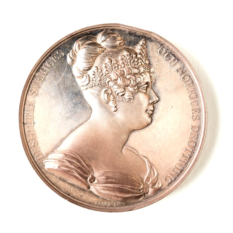 Silvermedalj, 1823. Åtsida, Drottning Desideria - Skoklosters slott - 109336
