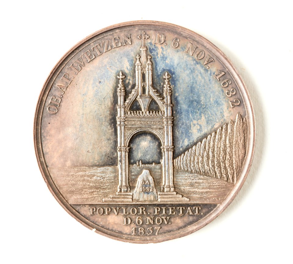 Silvermedalj, 1837. Frånsida, Lützenmonumentet - Skoklosters slott - 109353