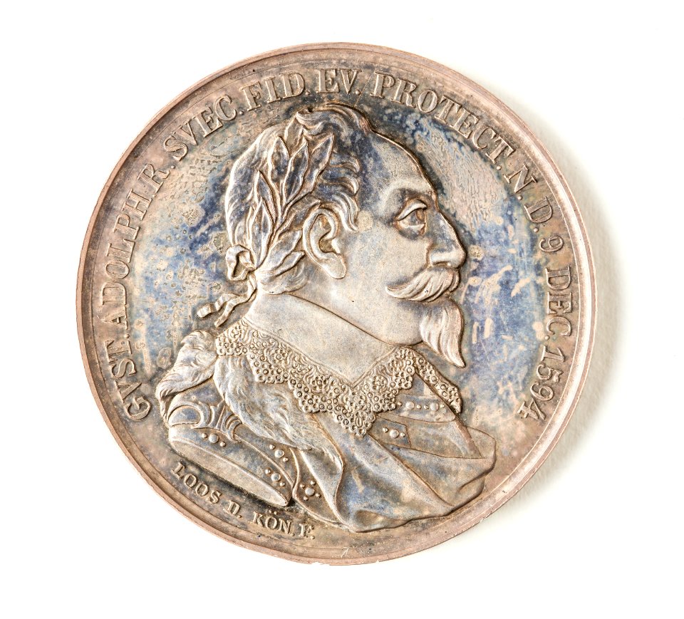 Silvermedalj, 1837. Åtsida, Gustav II Adolf - Skoklosters slott - 109352