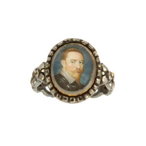 Silverring med miniatyrporträtt av kung Gustav II Adolf - Livrustkammaren - 97880 photo