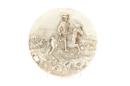 Silverrelief föreställande ryttare till häst, Karl XI vid slaget i Lund 1676 - Skoklosters slott - 92338