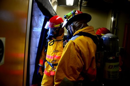 Simulated firefighting drill 150126-N-RB579-037
