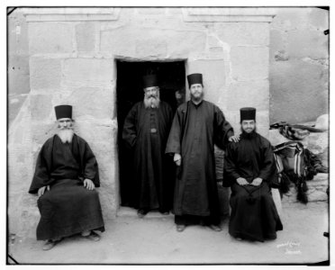 Sinai. Greek monks at the modern entrance (Monastery of St. Catherine) LOC matpc.07256