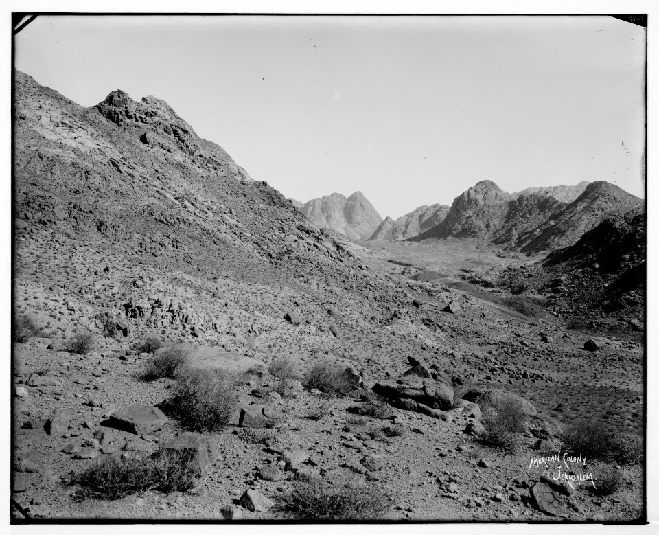 Sinai. First view of the Sinai Mountains from Nakb-el-Hawa. LOC matpc.07241