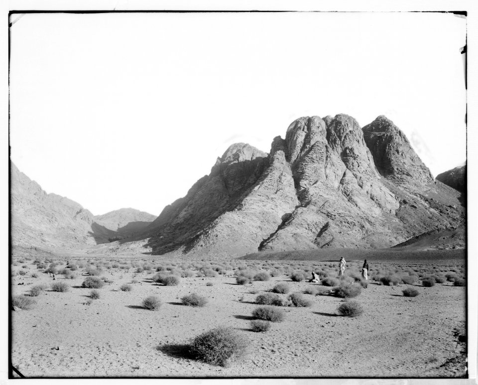 Sinai. Panorama of the Central Sinai Mountains from Wady er-Raha, in two sections. LOC matpc.07244
