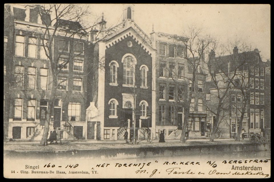 Singel 148-162 met op nr.156 de Parochiekerk van den Heilige Thomas van Aquino, Uitgave Buurman-De Haas, Amsterdam, Afb PBKD00376000001