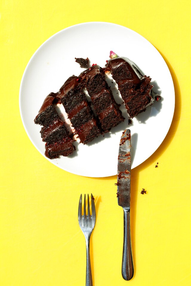 Plate chocolate cake