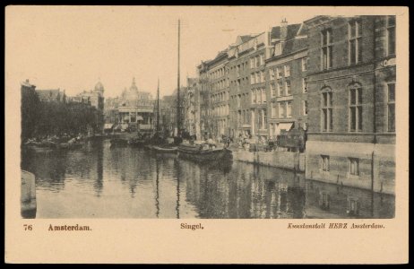 Singel gezien naar Koningsplein. Oneven zijde. Uitgave Kunstanstalt HERZ, Amsterdam, Afb PBKD00284000017