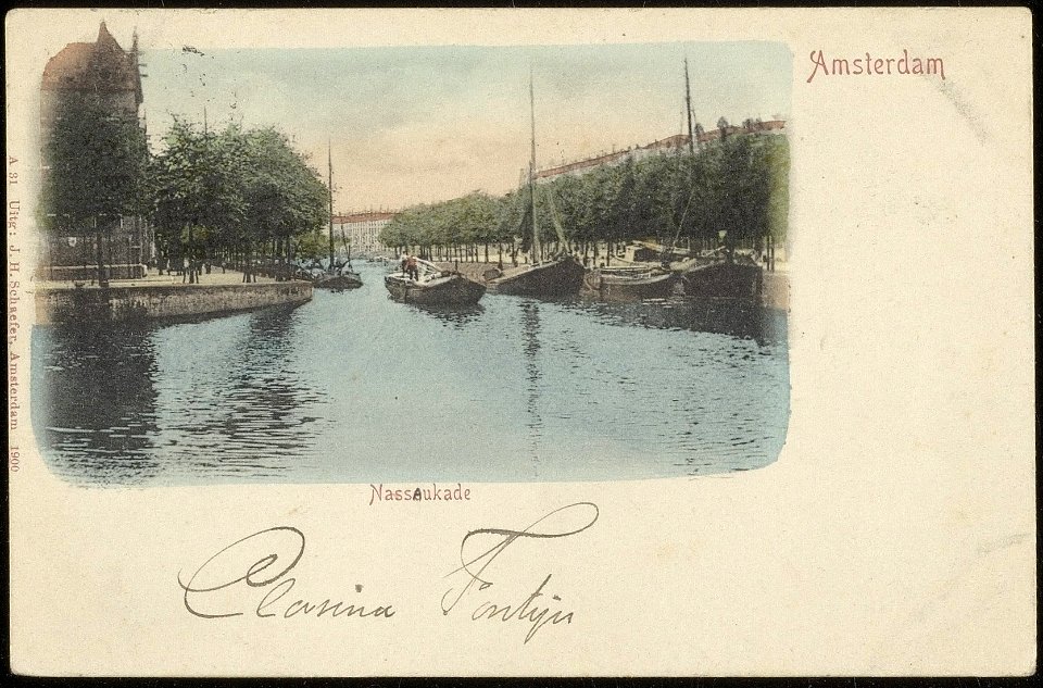 Singelgracht, rechts Nassaukade en links Marnixkade. Uitgave J.H. Schaefer, Amsterdam, Afb ANWU01721000008