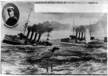 Sinking of British ships, HOGUE and ABOUKIR. LCCN2004674564