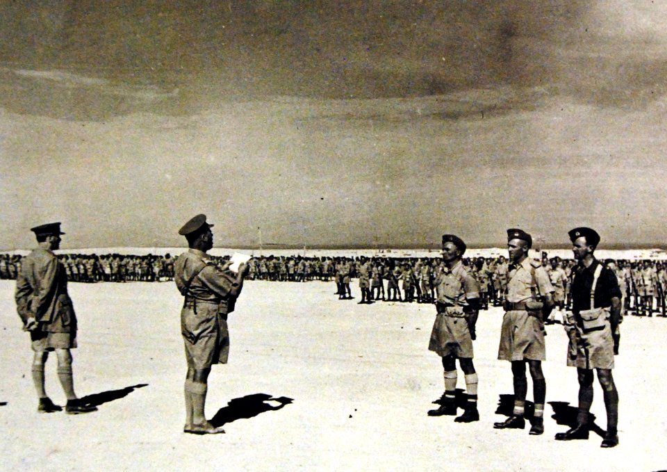 Sir Claude Auchinleck, decorating New Zealand Offices, Western Desert, Crete, WWII (24936993656)