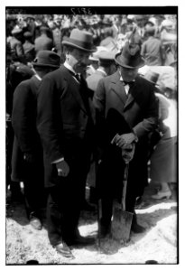 Sir Herbert Samuel and Winston Churchill at tree planting ceremony, on site of Hebrew University, Mount Scopus, Jerusalem LOC matpc.04699