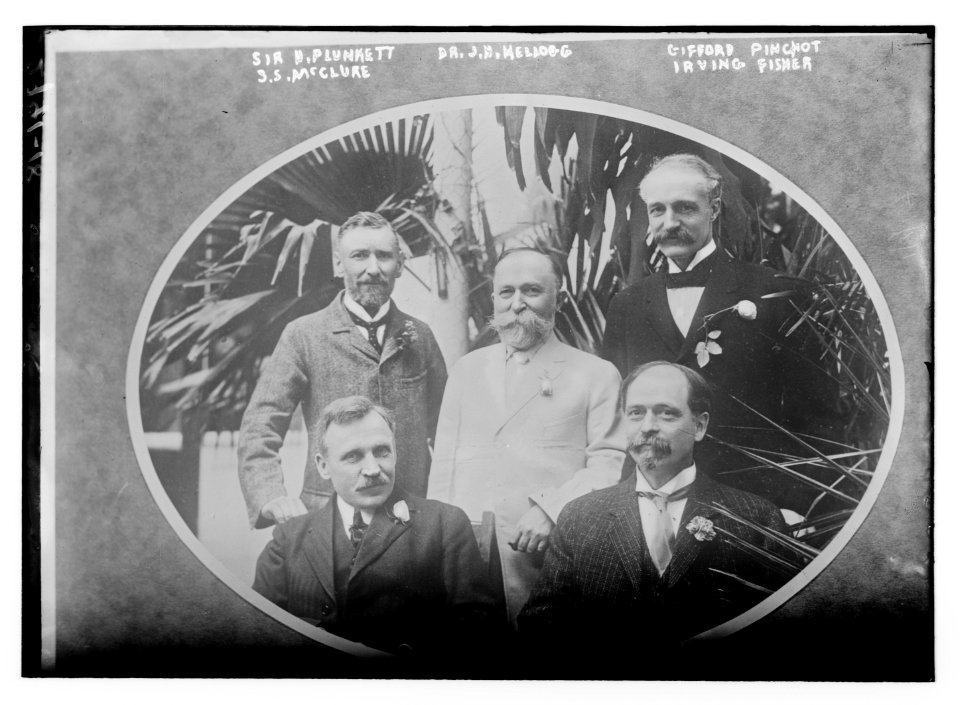 Sir H. Plunkett, Dr. J.H. Kellog, G. Pinchot, S.S. McClure, and Irving Fisher LCCN2014695035