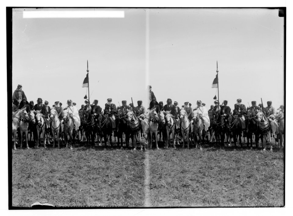 Sir Herbert Samuel's second visit to Transjordan, etc. The emir's bodyguard, mounted on horses. LOC matpc.02312
