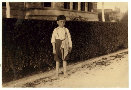 Six year old newsboy. Raymond Miller. Many of these here ranging from five to ten years old. LOC nclc.05526