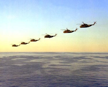 Six RH-53D Sea Stallion in flight