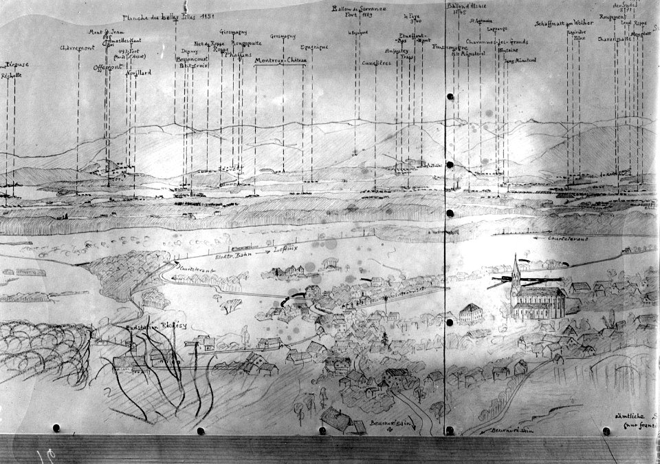 Skizze des Panoramas von Réchésy - CH-BAR - 3238276