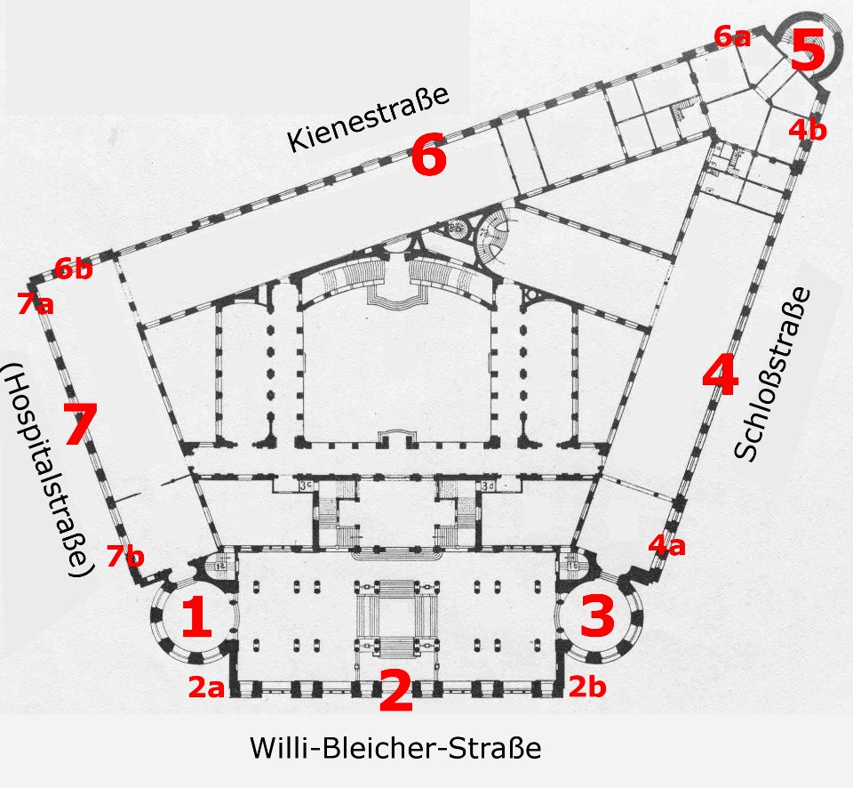 Skjøld Neckelmann, Grundriss des Erdgeschosses, Landesgewerbemuseum Stuttgart