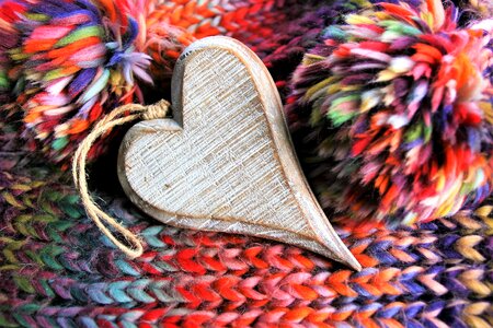Wooden heart weave romance photo