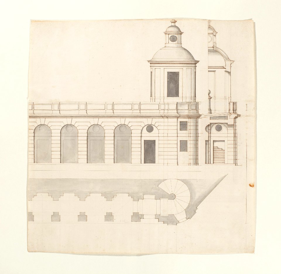 Skoklosters slott planerade sjögårdsbyggnad, ritning från 1650-talet - Skoklosters slott - 98126