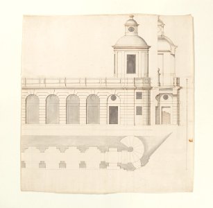 Skoklosters slott planerade sjögårdsbyggnad, ritning från 1650-talet - Skoklosters slott - 98126