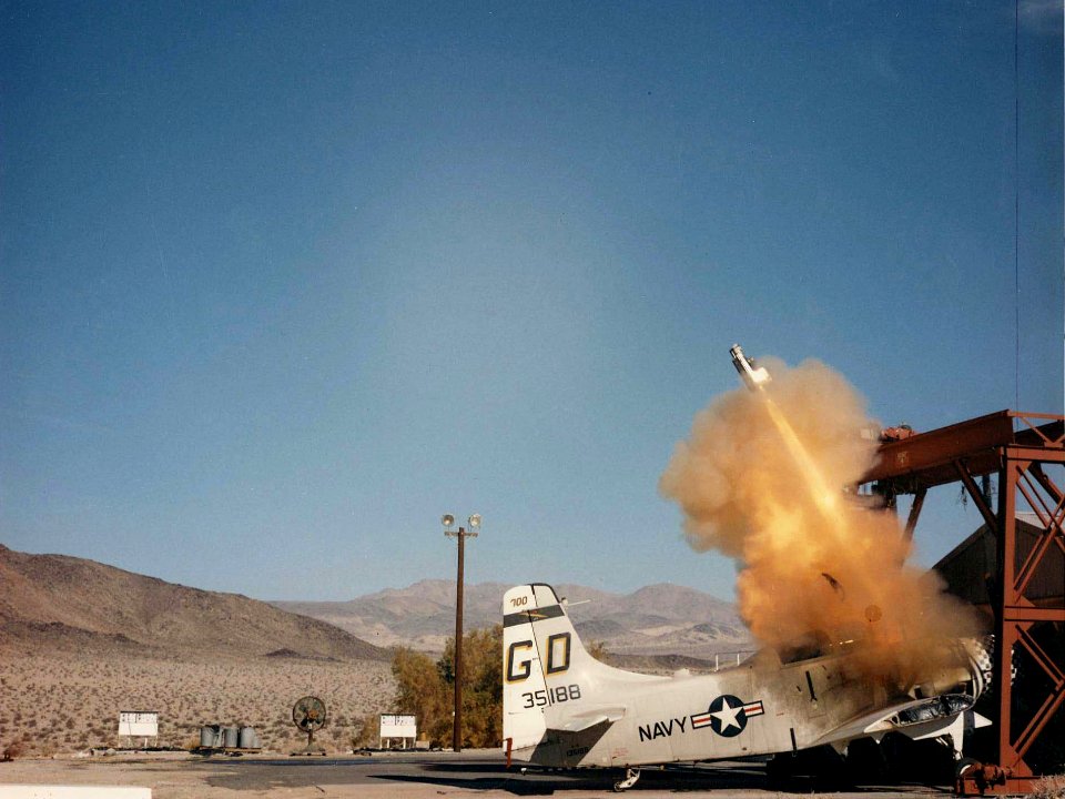 Sktyop aircraft egress sytem test at China Lake in 1970