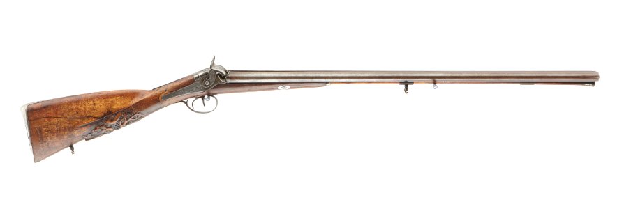 Slaglåsdubbelbössa med automatisk tändhattspåsättare, Liège, 1850 c - Livrustkammaren - 96707