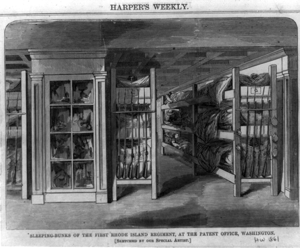 Sleeping bunks of the First Rhode Island Regiment, at the Patent Office, Washington LCCN2005694711