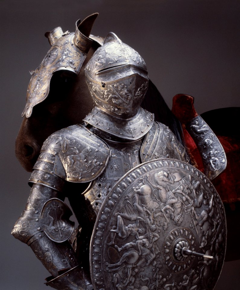Sluten hjälm till paradrustning som tillhört Erik XIV - Livrustkammaren - 47403