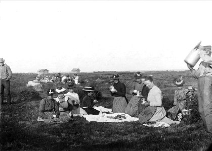 Slåttergille, skördegille, Gotland. Autudag på Snausrå Strandräum 1908 - Nordiska Museet - NMA.0041362 photo
