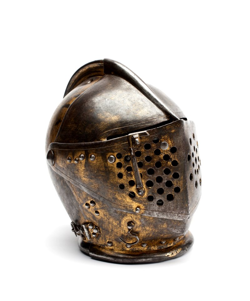 Sluten hjälm för tornering från 1620 cirka. Del av Hertig Karl Filips tornérrustning - Livrustkammaren - 97398