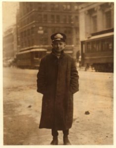 Small messenger on Main Street, 2 P.M. Said he was 14 years old. LOC nclc.03413