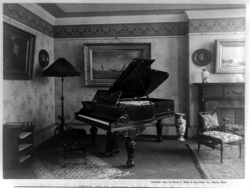 Small Parlor Grand Piano, designed and manufactured by Henry F. Miller & Sons Piano Co., Boston, Mass. LCCN96524882